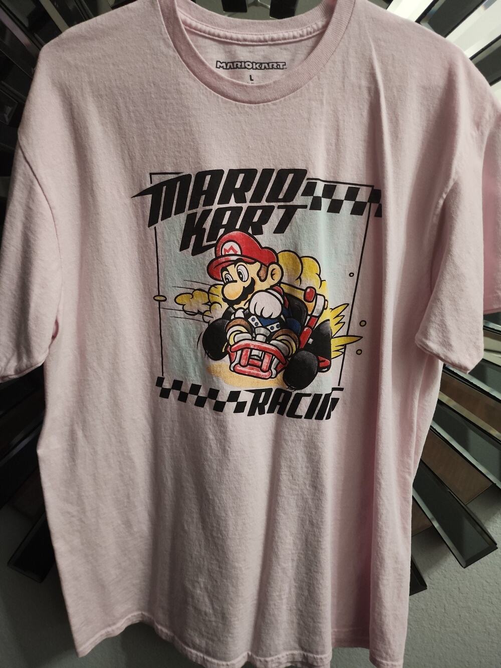 Official Nintendo Mario Kart Racing SS T-Shirt Light Pink Size L 2019